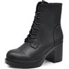 IF FASHION Stivaletti Tronchetti Anfibi da Donna In Pelle Sintetica Con Tacco Grosso WZ688-100 nero N.39