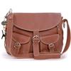 Catwalk Collection Handbags - Borsa a Tracolla Messenger in Pelle - Borsa a Spalla Donna - Cartella da Giorno Formato A5 - Courier - Marrone Chiaro