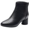 Jamron Donna Elegante Tallone di Blocco Stivaletti Traspirante Incavare Estate Stivali Pumps Nero SN02542 EU38