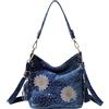 iPinee Borse in Denim per Donne, Borse a Spalla in Jeans con Manico Superiore e Borse in Denim con Strass, Small