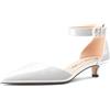 Castamere Donna Gattini Tacco Heel Chiusa a Punta Cinturino alla Caviglia Pumps Two-Piece Fibbia Dress Scarpe 3.5 CM Heels Bianco 45 EU