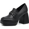 IF Fashion Scarpe Mocassini Décolleté Decollete da Donna con Tacco Largo e Plateau MP358-1 Nero N.38