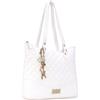 Catwalk Collection Handbags - Borsa a Spalla in Pelle Trapuntata - Tote Bag Donna - Borsa a Mano da Giorno Grande/Media - Sofia - Bianco