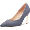 NobleOnly Donna a Chiusa Punta Spillo Alto High Tacco Heel Slip-on Pumps Dress Classico Ufficio da Matrimonio Scarpe 8.5 CM Heels Grigio 35 EU