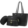 LOVEVOOK Borsa Donna Borse a Mano Donna Borse a tracolla Borse Tote elegante Borsa 3 pezzi Set Nero