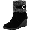 Jamron Donna Inverno Caldo Stivali con Pelliccia Cerniera Eleganti Stivaletti con Zeppa