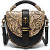 Dajingkj Borsa a tracolla da donna in pelle steampunk, piccola borsa a tracolla nera da uomo