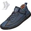 Qosneoun Scarpe da uomo in pelle per uomo mocassini abito casual guida barca da uomo di grandi dimensioni, scarpe da ginnastica in pelle da donna - supporto ortopedico, Blu, 40 2/3 EU