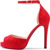 NobleOnly Donna Spillo Alto High Tacco Heel Piattaforma Aperte sulla Punta Cinturino alla Caviglia Sandali da Matrimonio Feste Dress Two-Piece 12 CM Scarpe Rosso Scamosciato 38 EU