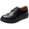 rismart Donna Casuale Pelle Brogue Zeppa Scarpe Confortevole Piattaforma Oxford SN02406(Nero,37 EU)