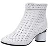 Jamron Donna Elegante Tallone di Blocco Stivaletti Traspirante Incavare Estate Stivali Pumps Bianco SN02542 EU38