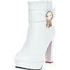 Generic Stivaletti da donna con tacco alto, sexy, con plateau, con cerniera laterale, impermeabili, in vera pelle, antiscivolo, corti, da passeggio, eleganti e classici
