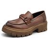 IF Fashion Scarpe Mocassini Slip On Loafers Donna con Morsetto Platform Piattaforma 899 Cuoio N.38