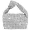 ANGELO Borsa da Sera Elegante con Strass, Pochette da Donna Brillantinata con Manico Annodato, Borsetta a Mano Scintillante per Party, Eventi, Matrimonio, Ballo (Argento)
