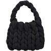 FENGJINRUHUA Borse da donna intrecciate a mano,Borsa a tracolla intrecciata a maglia grossa,Borse con manico superiore all'uncinetto, A-1 Nero, 9.84 x 7.87x 7.87inch