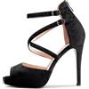 Castamere Donna Spillo Alto High Tacco Heel Aperte sulla Punta Sandali Cinturino Incrociato Two-Piece Fibbia da Matrimonio Ufficio Feste Sexy Scarpe Nero 38 EU