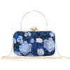 CRFASIBE Pochette Donna Elegante con Ricamo Floreale, Borsa Sera Vintage con Catena Regolabile, Perfetta per Matrimoni, Laurea, Capodanno, Cocktail e Serate Speciali(Blu)