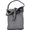 SH Leder Nina G434 - Borsa a tracolla da donna, in vera pelle bovina di alta qualità, tracolla regolabile fino a 7 pollici, 14 x 18 cm, grigio chiaro, S