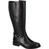 Valleverde 17105 Stivali Casual Donna Pelle Nero Tacco Grosso 3Cm Suola Gomma Gambale Ginocchio