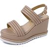 QUEEN HELENA Zeppe Sandali Alti Platform con Doppia Fascia Casual Donna ZM9426 (Nude, Sistema Taglie Calzature EU, Adulto, Donna, Numero, Media, 39)