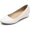 DREAM PAIRS Eleganti Scarpe Décolleté da Donna Décolleté da Donna con Zeppa Comodi Décolleté Classici,Size 43,Bianco/Pu,Debbie