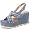 QUEEN HELENA Zeppe con Tacco Alto Sandali Alti con Plateau Casual Donna ZM9927 (Blu, Sistema Taglie Calzature EU, Adulto, Donna, Numero, Media, 37)
