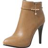 Lroey Reoly Stivaletti da Donna con Tacco a Spillo, Stivali da Vestito Tacco Alto Appuntito Polacchine Zip Crystals 214 Apricot Numero 37 EU