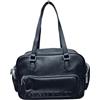 NAJ-OLEARI Borsa a Mano Donna in Ecopelle, con Tasche Multiple e Chiusura Zip, Dimensioni 22x37,5x17 cm, Due Manici (Nero)