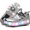 KOWO Scarpe LED,Scarpe da Skateboard a LED Light-UP,per Ragazze Unisex per Bambini,Ruote Doppie Singole,Luce 7 Colore Ricaricabili USB,Scarpe da Cross Sportive All'aperto