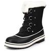 DREAM PAIRS Stivali da Neve Donna Stivali Impermeabili e Caldi da Donna con Lacci Stivali Invernali da Donna a metà Polpaccio,Size 36.5,Nero,SDSB2412W
