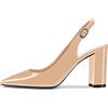 Castamere Donna Alto High Chunky Blocco Tacco Heel a Punta Slingback Pumps Slip-on Cinturino alla Caviglia Dress Clear Sandali 8.5 CM Heels Beige 37 EU