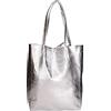 Chicca Borse Borsa a Mano Shopper Donna in Pelle Dollaro Borse a Spalla (Argento)