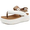 COFACE Ortopedici Sandali Trekking Donna Comode Camminata Fascite Plantare Memory Foam Sportivi Sandalo Estive Aperti Escursionismo Spiaggia Piscina Mare Eleganti Platform Infradito Kaki Bianco 41
