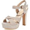 Lroey Reoly Sandali con Tacco Alto Donna, Sandali Punta Aperta Eleganti Tacco a Blocco Scarpe da Sera con Plateau Fibbia con Cinturino Alla Caviglia Sequins 117 Oro Numero 38 EU