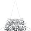 MilyaDE pochette da donna, elegante borsa da sposa, per matrimoni, feste, serate, con catena, Kiss Lock, D paillettes argento, 23*4,5*13cm