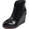 LarDorLin Donna Zeppa Inverno Plateau Stivaletti Zip Ufficio Tacco Alto Warm Appuntito Eleganti Polacchine Nero Numero 37 EU (38 Cn)