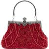 lapulio Borsa da sera vintage con foglie floreali e paillettes, elegante pochette da donna per spose, balli, feste e occasioni formali