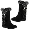 OATIPHO stivali in cotone termico a metà polpaccio stivali moda donna stivale corto polpaccio signora stivaletti invernali scarponcini invernali stivali da donna in peluche Black