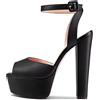 NobleOnly Donna Chunky Blocco Alto High Piattaforma Tacco Heel Aperte sulla Punta Cinturino alla Caviglia Slingback da Matrimonio Sandali Nero 41 EU