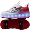 Hixingo Scarpe con Rotelle per Ragazzi Ragazze, Colore Sfumato Bambino 2 in 1 Scarpe da Skateboard con LED Sneakers Sportive Scarpe Ginnastica Pattini a Rotelle con 4 Ruote Outdoor Unisex