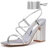 GENSHUO Sandali da Donna con Tacco Largo, Design con Cinturino per le Gambe da Donna, Eleganti Sandali con Cinturino a Tacco Alto, Sandali Estivi alla Moda per Matrimonio, 36-42 EU