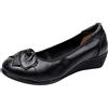Jamron Donna Vera Pelle Scarpe Comode Suola Morbida Fiore Ballerine Tacco Basso a Zeppa Pumps Pantofole Nero SN070358 EU41