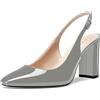 NobleOnly Donna Alto High Chunky Blocco Tacco Heel Chiusa Quadrata Punta Slingback Pumps Slip-on Cute Dress Ufficio Scarpe 8.5 CM Heels Grigio 40 EU