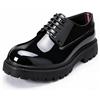 Allthemen Derby Uomo Stringate Business Eleganti Scarpe Brogue Basse Vintage PU Oxford Lace Classiche Nero Brillante 43