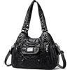 Coolives Borsa Bauletto da Donna in Pelle Sintetica Hobo Borse a spalla piccolo Borsa a mano con tracolla Sacchetto Donne Borse Manici Borsetta Nero
