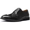 YFFUSHI Scarpe Uomo Eleganti in Pelle Vegana Derbies con Lacci e Stampacroco per Lavoro Matrimonio o Cerimonia, Nero, 43 EU