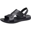 Generisch Sandali da uomo in pelle, eleganti ciabatte con suola in gomma, impermeabili, antiscivolo, comodi sandali da trekking, sandali da trekking, morbidi e aperti, Nero , 43 EU