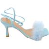 Malu Shoes Sandali Donna alla Schiava con Piume Azzurro Celeste Polvere Tacco Clessidra 8 cm Comodo Slingback (39 EU)