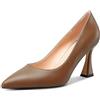 NobleOnly Donna Medio Tacco Heel Slip-on Chiusa a Punta Classico Dress Pumps Casual Ufficio Estate Scarpe 8.5 CM Heels Marrone 41 EU
