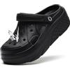 Meidiastra Scarpe da giardino da donna con tacco alto, 6 cm, con plateau, sandali con ciondoli staccabili a farfalla, Nero , 39 EU